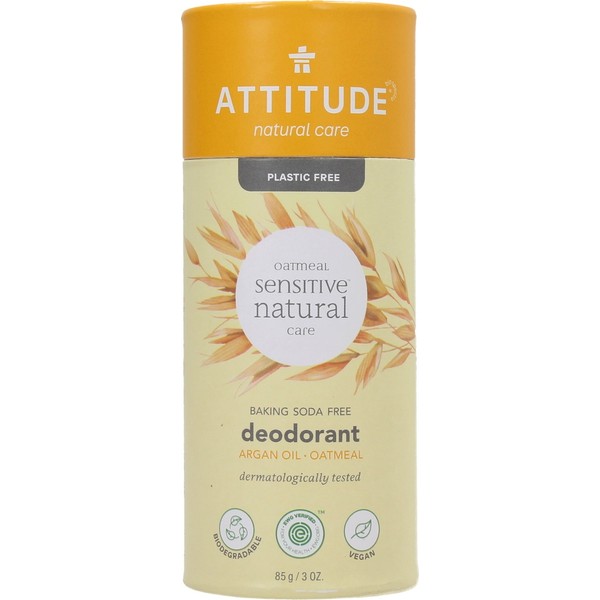 Attitude Oatmeal Sensitive Natural Care Deodorant - Argan Oil, 85 g