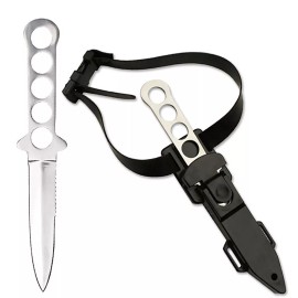 Master Cuttlery Full Tang Fixed Blade Scuba Diving Knife Underwater Diver Sawback Silver Sheath