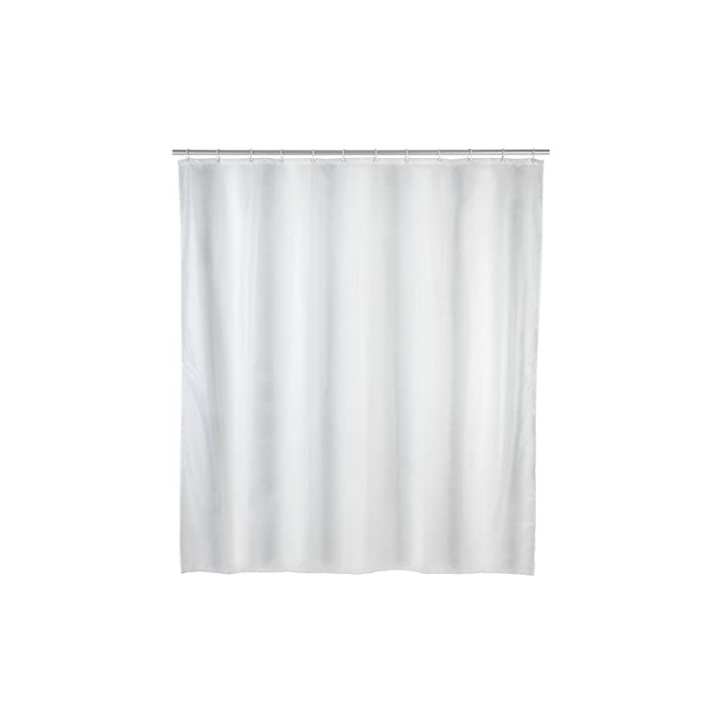 Wenko Shower Curtain, Plain Washable with 8 Shower Curtain Rings