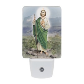 Saints Collection Unique St. Jude Plug In LED Night Light with Automatic Dusk to Dawn Sensor, Devotional Night Light, For Nursery, Bathroom, Bedroom, Kids Room, and Hallway