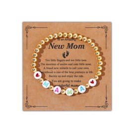 New Mom Bracelet Pregnancy Gifts Beaded Bracelets Christmas Birthday Presents Mother to Be Wrist Chains for Daughter Sister Holiday Present for First Time Mum