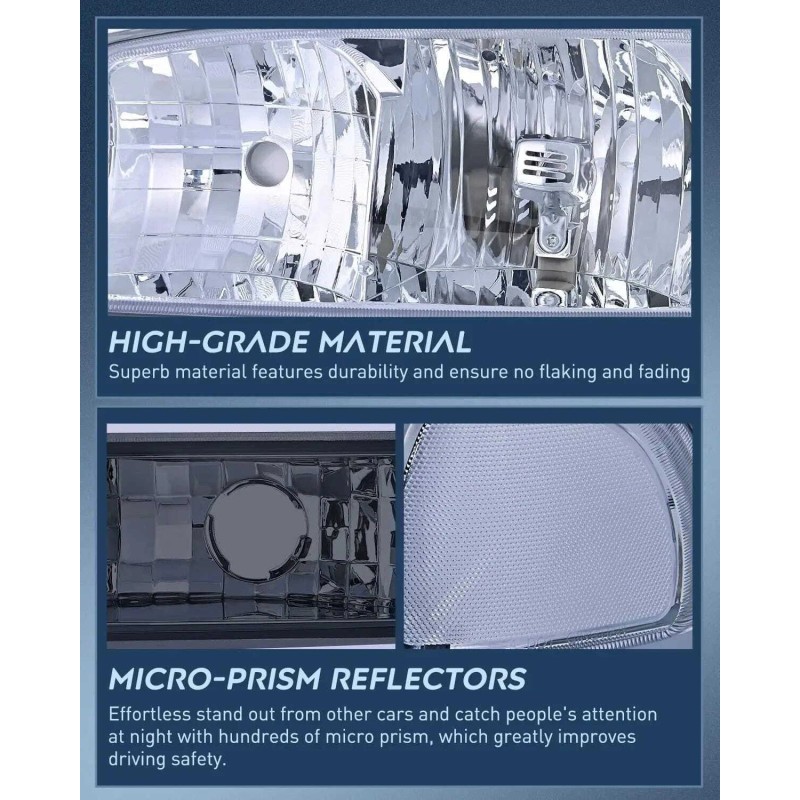 Nilight 1999-2006 GMC Sierra Yukon Headlight Assembly Chrome Case Clear