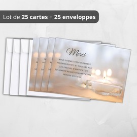 Sympathy Thank You Cards - Set of 25 Cards + 25 White Envelopes - Sympathy, Death, Funeral or Funeral, Matte Quality Paper, Postcard Size (14.8 x 10.5 cm) - Simple & Elegant