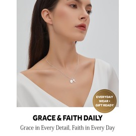 REVEMCN Virgin Mary and Cross Necklace for Women – 925 Sterling Silver Catholic Religious Jewelry Gift for First Communion Baptism Confirmation Birthday (Virgin Mary & Cross (Silver))