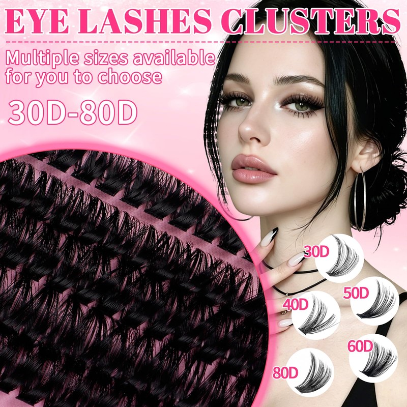 Lash Extension Kit 610Pcs Natural Fluffy DIY Individual Lashes Clusters