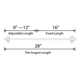 Turquoize 2 Pack Magnetic Curtain Rods for Metal Doors with Adjustable Length,Extends from 16 inch to 28 inch Magnetic Cafe Curtain Rod, Easy Installation for Any Steel Spaces, White, 2 Pack