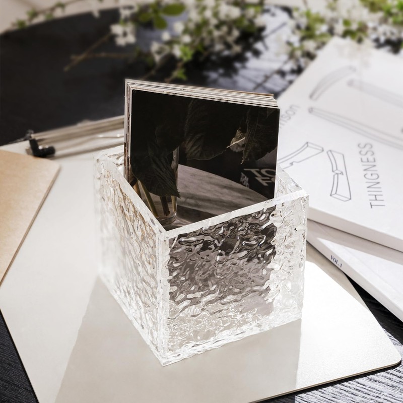 Sepaitila Remote Control Holder, Acrylic Desk Organizer Stone Texture TV