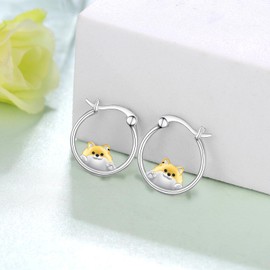 Pomeranian Gifts Sterling Silver Pomeranian Hoop Earrings Dog Jewelry for Women