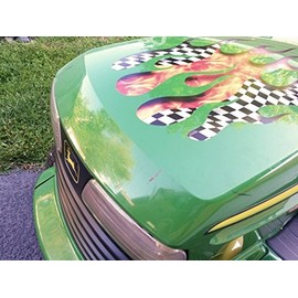 Flame Decals - Torched Checkered Flag - Sunken Carved - for - 3pc. Set for John Deere & All mowers Garden Tractors