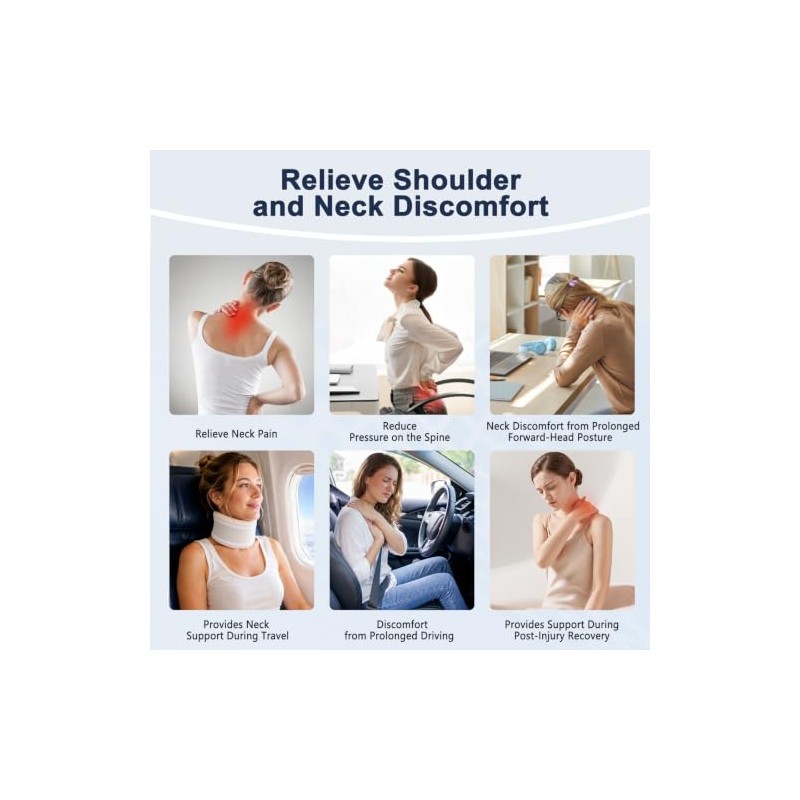 Neck Brace with Detachable Support Strips, Adjustable Neck Support