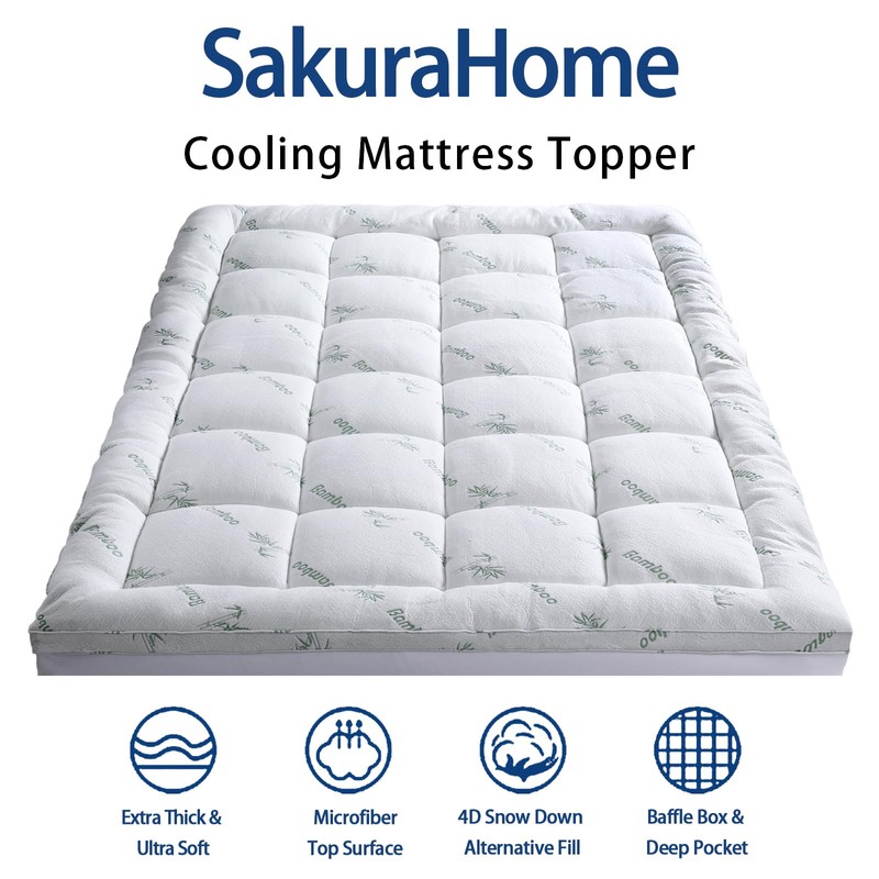 Mattress Topper Queen Size, Cooling Extra Thick Breathable Viscose Made