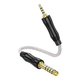 SinLoon 4.4mm オス - 2.5mm オス バランスオーディオアダプターケーブル、 HiFi ショートコード、無酸素銅編組、金メッキ（ホワイト）15cm