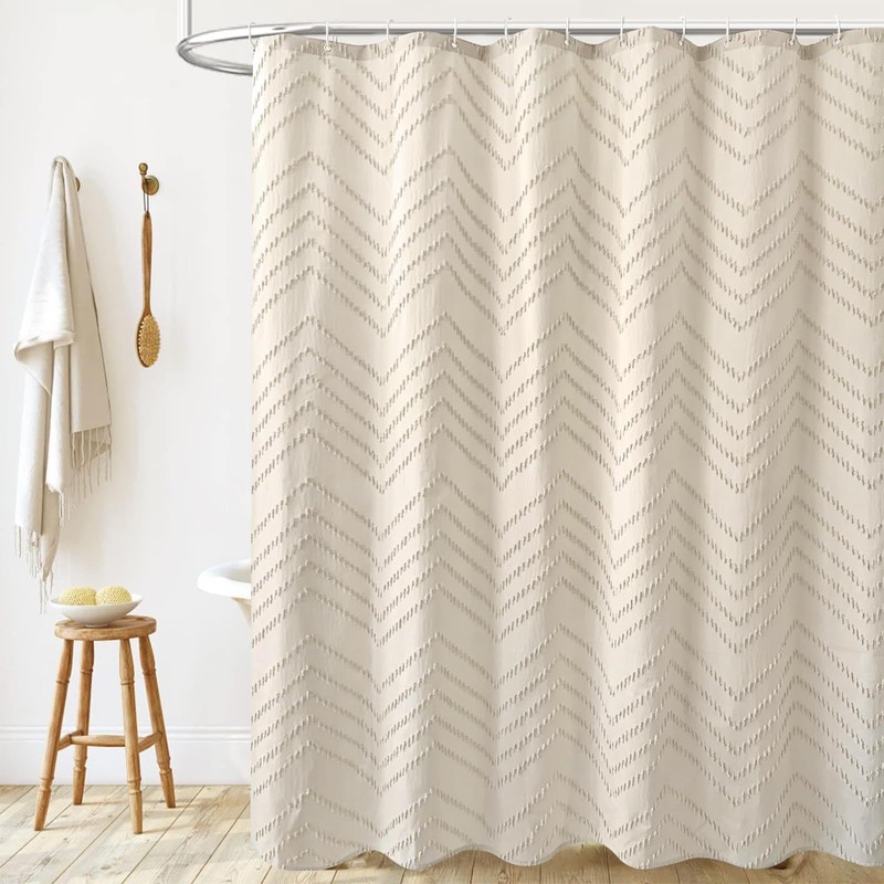 96inch Extra Long Beige Shower Curtain Modern Farmhouse Shower Curtain