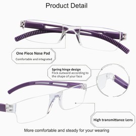 YEIN 2 Pairs Blue Ligth Blocking Reading Glasses for Men and Women Fashion Square Frame Readers(Purple,+2.00)