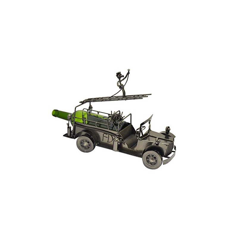 WINE BODIES Firefighter Fire Truck Metal Wine Bottle Holder, Charcoal