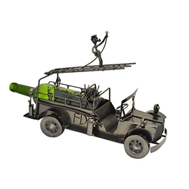 WINE BODIES Firefighter Fire Truck Metal Wine Bottle Holder, Charcoal