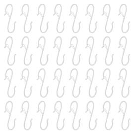 HARFINGTON 32pcs S Hooks 3.5 Inch S-Shaped Metal Hook Hanger with Safety Buckle for Hanging Plants Clothes Pots and Pans Kitchen Utensil Bags, White