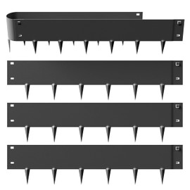 mestyl Landscape Edging, 39" LX 6" H Metal Garden Edging (5 PCS) with Landscape Edging Stakes, 185" Total Landscape Edging Border for Garden Yard No-dig Needed, Easy Install, Black Garden Edging