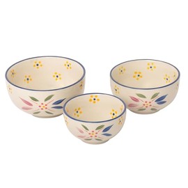 Temp-Tations Set of 3 Ceramic Mixing Bowls in Old World Confetti - Small To Large Vintage Nesting Ceramic Bowls for Kitchen, Cooking, Baking, Microwavable, Dishwasher-Safe, For Prep, Serving Dishes