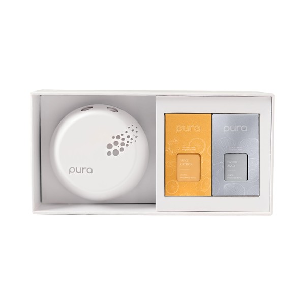 Pura - Smart Home Fragrance Device Starter Set V3 - Scent Diffuser for Homes, Bedrooms & Living Rooms - Includes Fragrance Aroma Diffuser & Two Fragrances - Pacific Aqua and Yuzu Citron