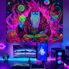 BSFHH - Tapiz de luz negra para Halloween, reactivo a los rayos UV, para colgar en la pared, escena nocturna espeluznante con fantasmas y calabazas, decoración del hogar inquietante para fiestas