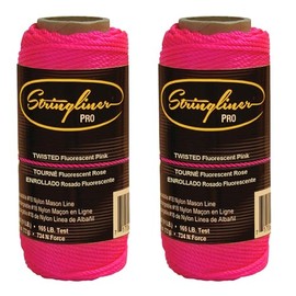 Stringliner 35009 Mason’s Line Replacement Rolls – 1/8 Lb. #18 Construction Replacement Roll Twisted FL Pink 135'. (2 Pack)