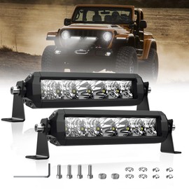 4WDKING 8 inch LED Light Bar 60W Off Road LED Spot Flood Combo Work Light Super Bright Truck Driving Fog Lamp IP69K Waterproof for Truck Cars ATV UTV Boat 2 PCS