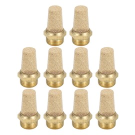 PATIKIL 3/8 Inch NPT Sintered Bronze Exhaust Muffler, 10Pcs Brass Pneumatic Muffler