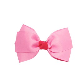 Mia Spirit Large Grosgrain Ribbon Bow Barrette with Contrast Center, Hair Accessory, Hair Clip, For Dance, Cheer, Sports, School, Girls 1pc (light pink w hot pink)