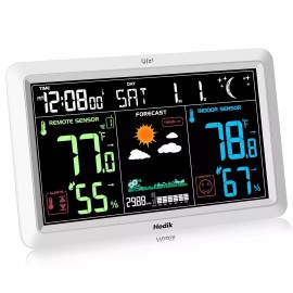 HODIK Weather Station with Atomic Clock Indoor Outdoor Thermometer Wireless, Humidi...