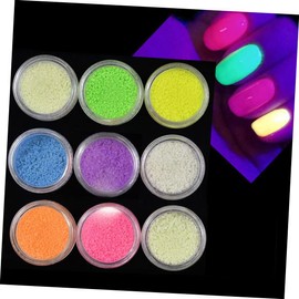 Hohopeti 2 Pack Nail Glitter Powder Fluorescent Luminous Nail Glitter Dust Bright Glow in The Dark Rosy Color 20g