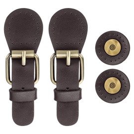 sourcing map 2 Pcs Leather Snap Buckles Snap Button Closure, Magnetic Snaps for Purses and Totes, Sew on Leather Closure Fasteners for Wallet Bags Making Supplies DIY Craft, Coffee Brown