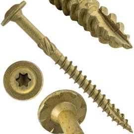 Jake Sales #15 x 3 Construction Lag Screw Exterior Coated Torx/Star Drive Heavy Duty Structural Lag Screw Far Superior to Common Lag Screws (100 Screw Count) Modified Truss Washer Head