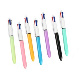 Votvlog 7-Piece Ballpoint Pen Set, Multicoloured, 4-in-1 Retractable Ballpoint Pen, Office Ballpoint Pen, 4 Colours in Pastel Pens for Students, Children, Office, Home, Office, School Supplies
