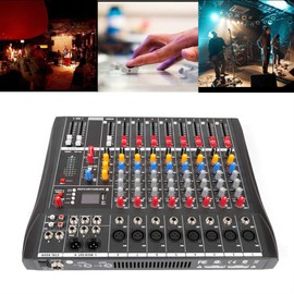 DNYSYSJ 8 Channels Sound Mixing Console Live Studio Audio Mixer USB XLR Phantom for Computer Recording, Bands