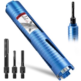 Broca de núcleo seco de 2" para ladrillo y bloque con 3 adaptadores incluidos: SDS Plus, SDS Max y vástago hexagonal de 1/2", brocas de núcleo de profundidad de perforación de 9.5" para