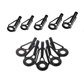 FUNNTY Rod Tip Repair Kit, 10 Pcs Stainless Steel Rod Tip Repair Rod Tip Replacement Fishing Rod Tip Repair Kit Fishing Rod Ceramic Guide Rings for Freshwater Saltwater Rod (Black)