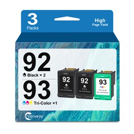 92/93 Ink Cartridges Combo Pack Replacement for Hp 92 93 C9362WN C9361WN Ink Compatible for HP Photosmart 7850 C3150 C3180 Deskjet 5440 5420 PSC 1510 2525 Printer Ink (3PK, 2-Black 1-Tri-Color)
