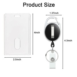 2 Set Badge Holder with Retractable Clip Clear Acrylic Vertical ID Card Holder Heavy Duty Badge Reel for Office Worker Nurse Teacher Student