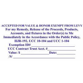 Trodat Accepted For Value & Honor Exempt From Levy Self ink Stamp- Blue ink