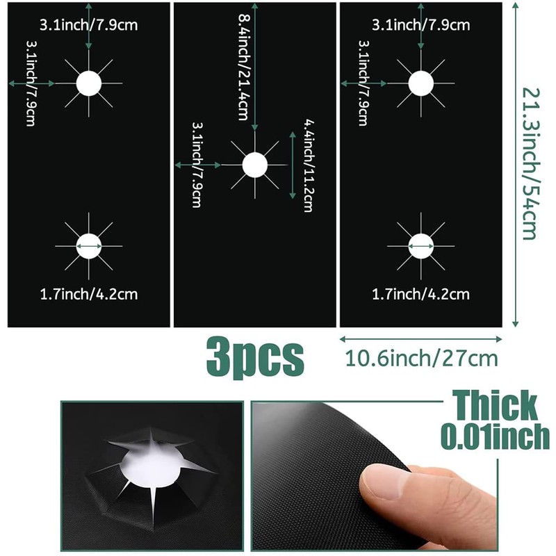 3Pcs Non-Dirty Stove Burner Cover Range Protector Gas Hob Top