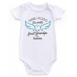KEDFQV hand picked for earth by my Great grandpa in heaven baby clothes great grandpa baby pregnancy announcement white 3-6 months