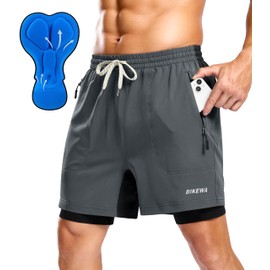 Men's Mountain Bike Shorts 4D Padded Loose-fit Biking Cycling Shorts for Men Zipper Pockets, Grey/Black, 3X-Large