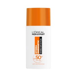 L'Oréal Paris Men Expert Hydra Energetic UV Face Daily Fluid SPF50+ | SPF50+ Invisible Fluid, Protects From UV Damage, With Vitamin C, Helps Fight Signs Of Fatigue And Ageing