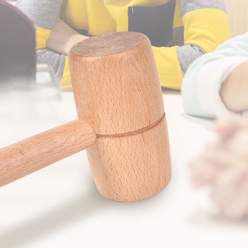 Wooden Mallet Round Head Lightweight Solid Beech Wood Hammer for