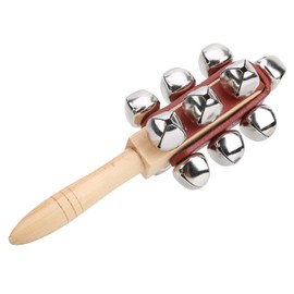 Sleigh Bell Stick Wooden Handheld Jingles Bell Children Toy Musical Instrument for Party