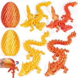 HIMS Set of 2 3D Printed Dragon Egg, Mysterious Dragon Egg with Dragon Inside, Realistic Dragon Eggs with Wings for Children Adults, Surprise 3D Dragon in Egg Dragon Toy