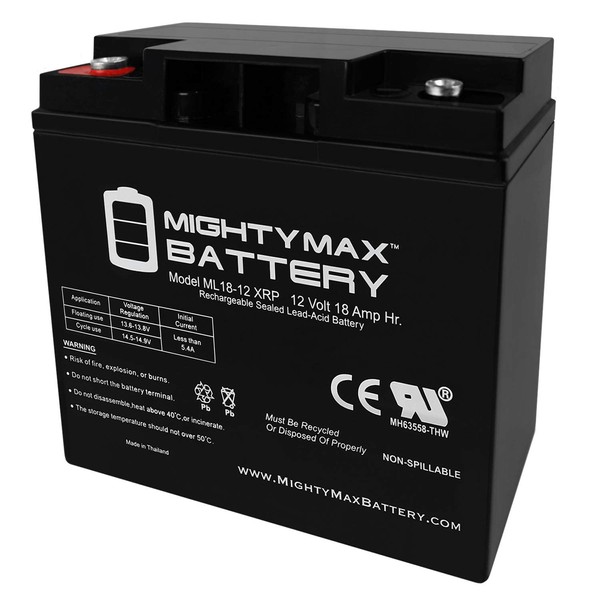 ML18-12XRP - 12 Volt 18 AH Rechargeable Reverse Polarity SLA Battery - Mighty Max Battery Brand Product (3510806)