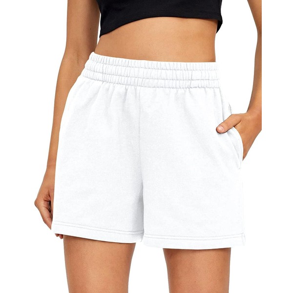 AUTOMET Womens Sweat Shorts Casual Summer Drawstring Comfy Elastic High