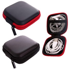Pack of 2 Headphone Case 7.5 x 7.5 x 2.5 cm Ear Headphones Bag for In-Ear Earphones with Mesh Compartment Cover Hard Case Compatible with Most Wireless Headphones on the Market, MP3 Players etc.